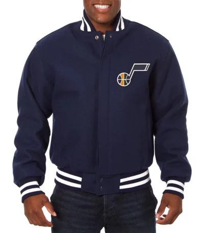 Utah Jazz Varsity Navy Blue Wool Jacket