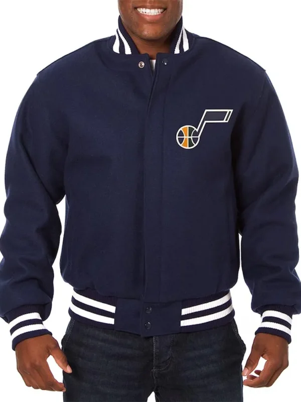 Utah Jazz Varsity Navy Blue Wool Jacket