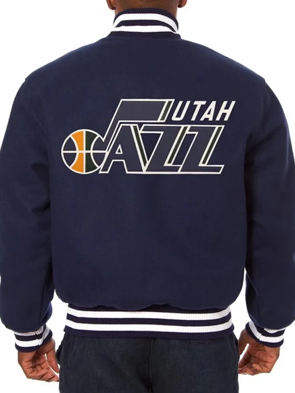 Utah Jazz Varsity Navy Blue Wool Jacket