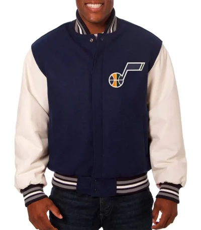 Utah Jazz Varsity Navy and White Jacket