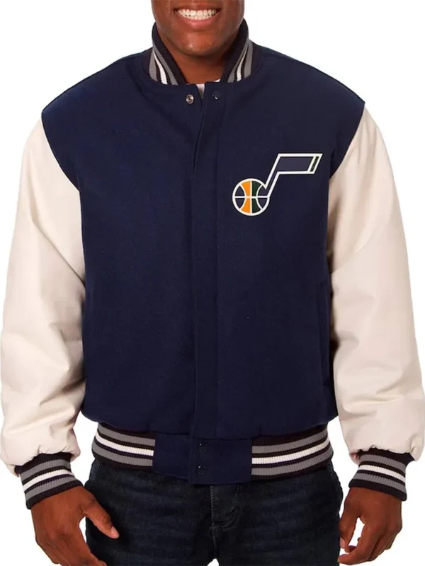 Utah Jazz Varsity Navy and White Jacket