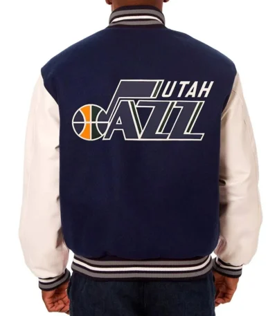 Utah Jazz Varsity Navy and White Jacket