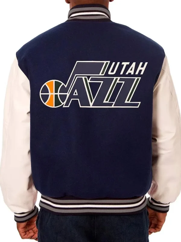 Utah Jazz Varsity Navy and White Jacket