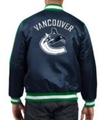 Vancouver Canucks O-Line Navy Varsity Satin Jacket