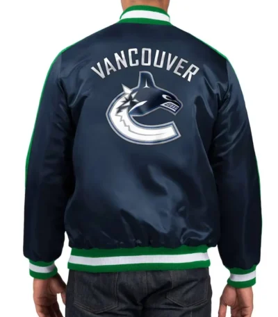 Vancouver Canucks O-Line Navy Varsity Satin Jacket