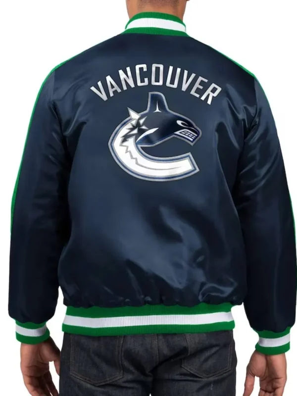 Vancouver Canucks O-Line Navy Varsity Satin Jacket