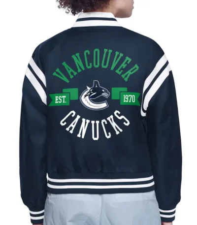 Vancouver Canucks Printed Logo Varsity Satin Jacket