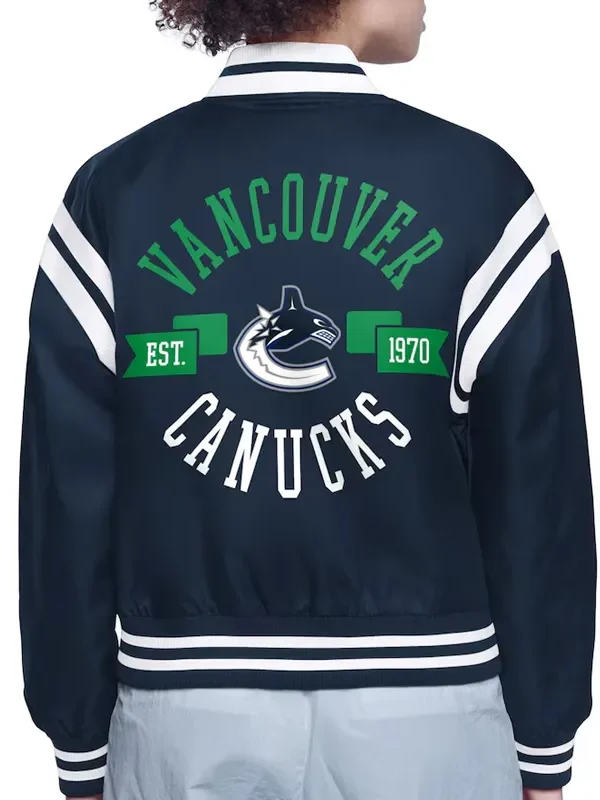 Vancouver Canucks Printed Logo Varsity Satin Jacket