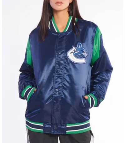 Vancouver Canucks Teddy Blue Satin Jacket