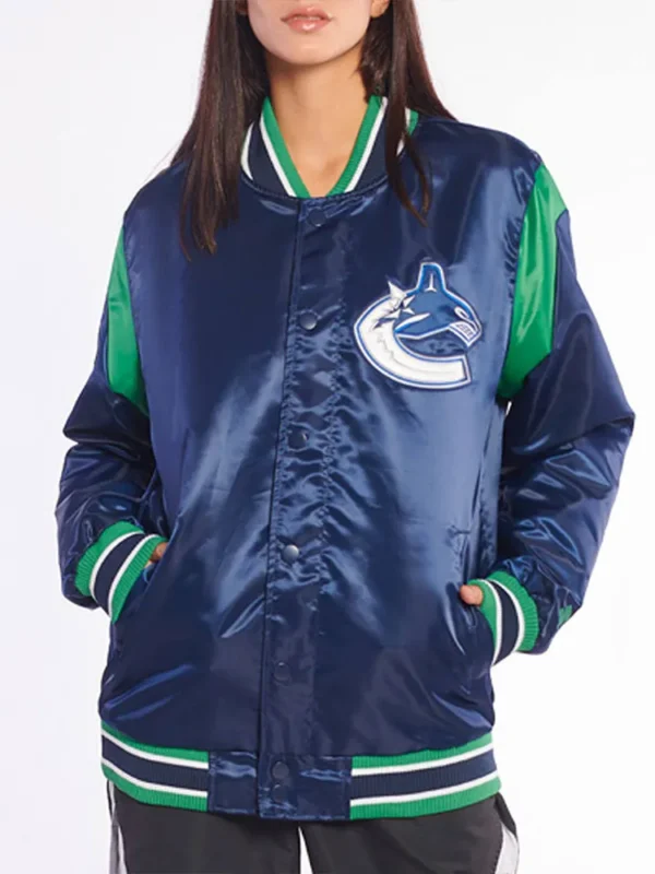 Vancouver Canucks Teddy Blue Satin Jacket