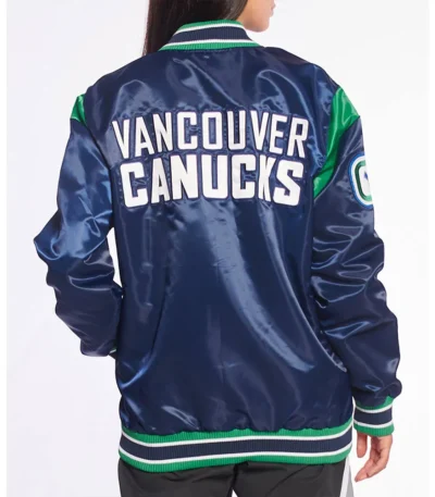 Vancouver Canucks Teddy Blue Satin Jacket