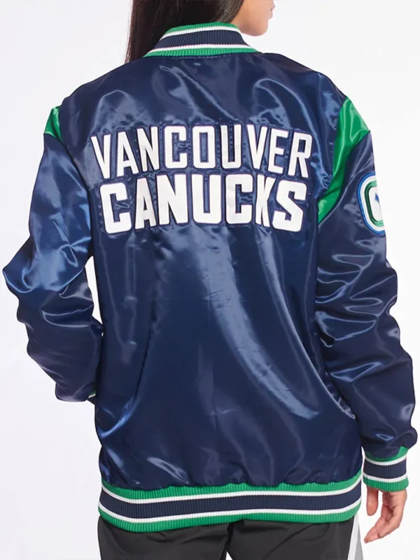 Vancouver Canucks Teddy Blue Satin Jacket
