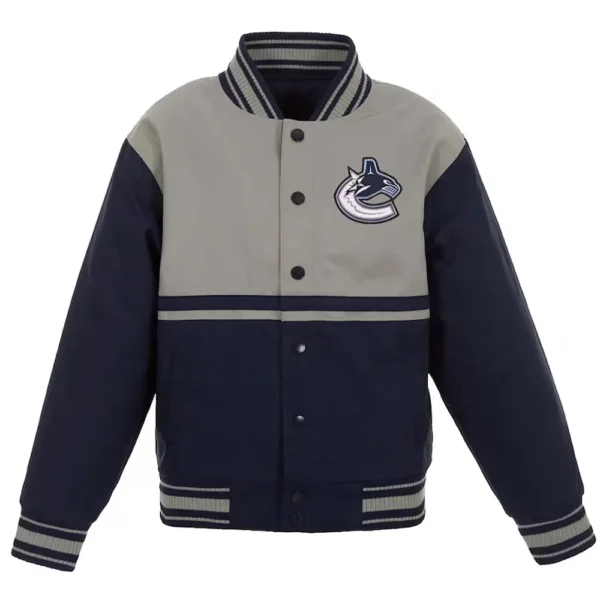 Vancouver Canucks Youth Poly-Twill Full-Snap Navy-Gray Jacket
