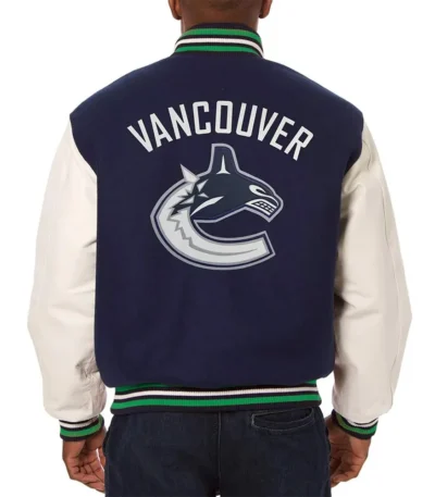 Varsity Vancouver Canucks Blue and White Two-Tone Jacket