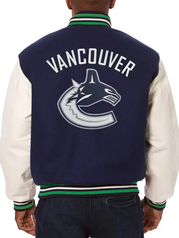 Varsity Vancouver Canucks Blue and White Two-Tone Jacket