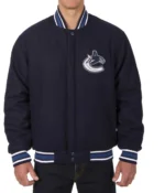 Varsity Vancouver Canucks Navy Blue Wool Jacket