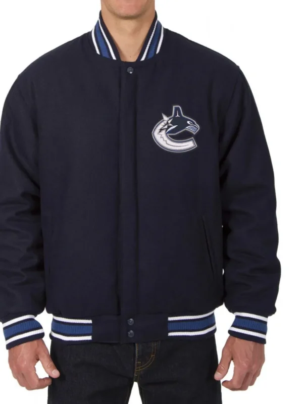Varsity Vancouver Canucks Navy Blue Wool Jacket