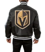 Vegas Golden Knights Black Leather Varsity Jacket