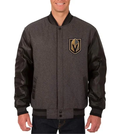 Vegas Golden Knights Charcoal and Black Varsity Jacket