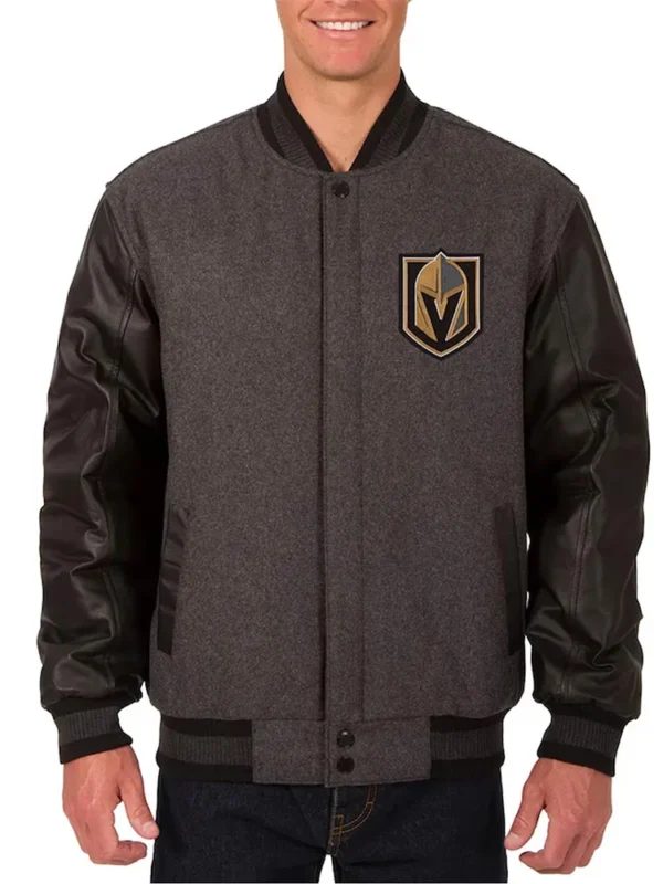 Vegas Golden Knights Charcoal and Black Varsity Jacket