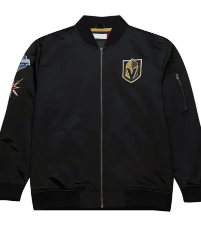 Vegas Golden Knights Current Logo Black Bomber Satin Jacket