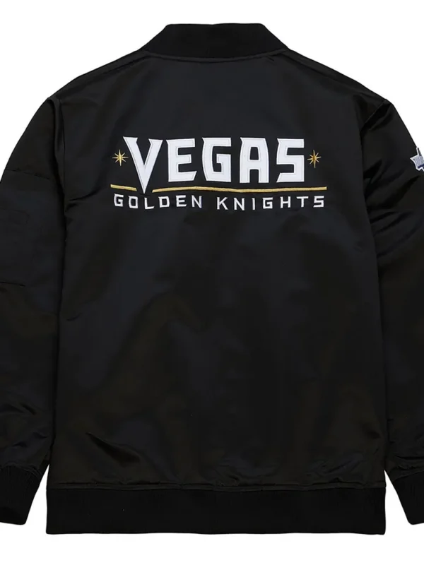 Vegas Golden Knights Current Logo Black Bomber Satin Jacket