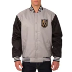 Vegas Golden Knights Front Hit Poly Twill Gray-Black Jacket