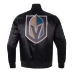 Vegas Golden Knights Glam Black Varsity Satin Jacket