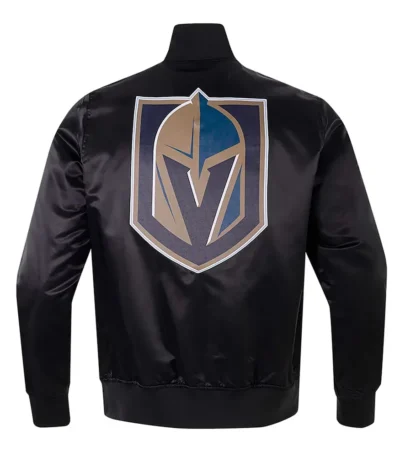 Vegas Golden Knights Glam Black Varsity Satin Jacket