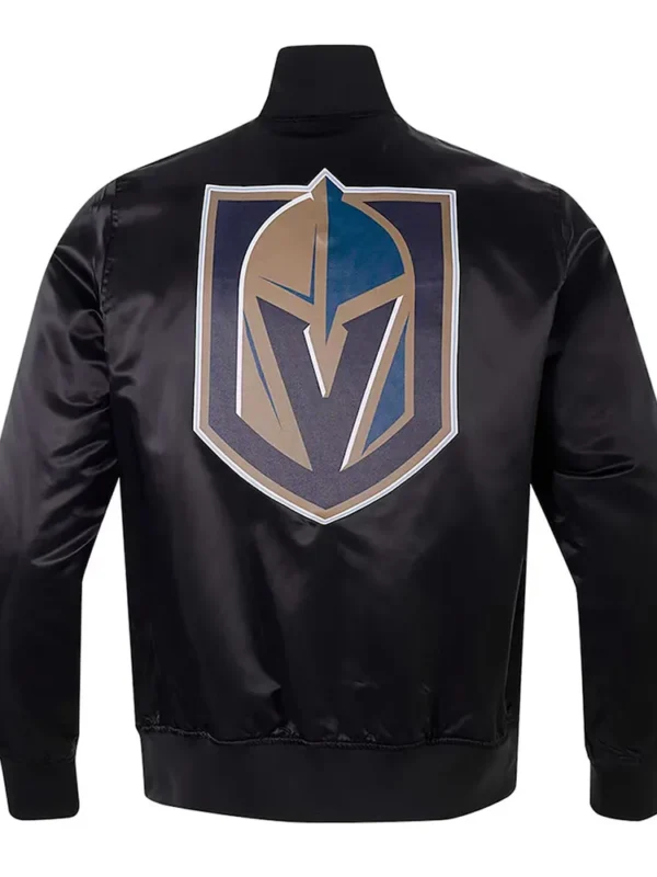 Vegas Golden Knights Glam Black Varsity Satin Jacket