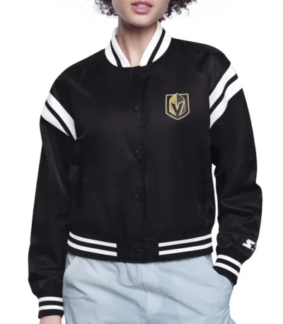 Vegas Golden Knights Printed Logo Varsity Satin Jacket