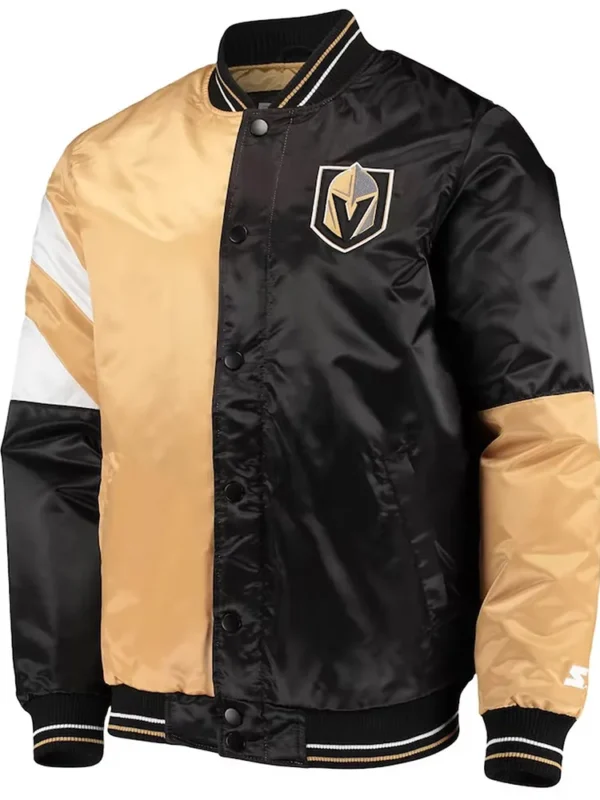 Vegas Golden Knights The Leader Black-Gold Varsity Satin Jacket