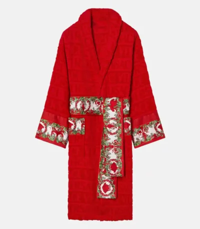 Versace Allover Red Baroque Bathrobe