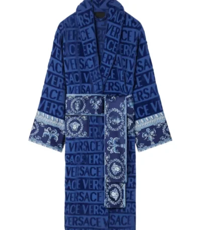 Vozien All-Over Motif Versace Blue Bathrobe