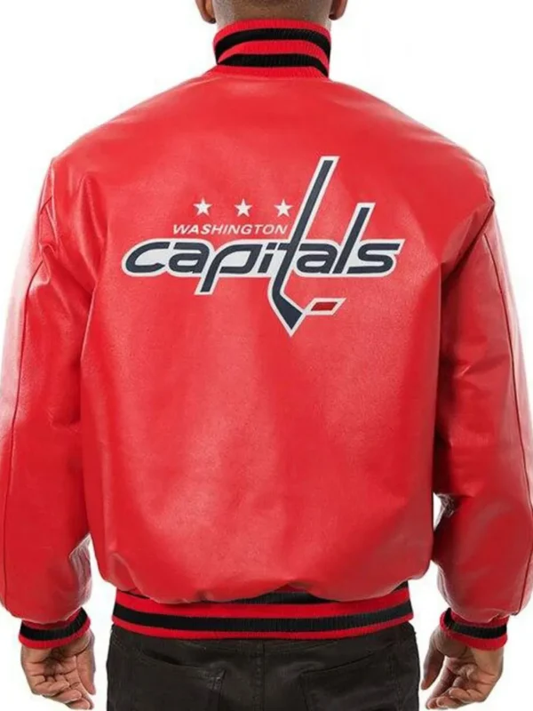 Washington Capitals Bomber Red Leather Jacket
