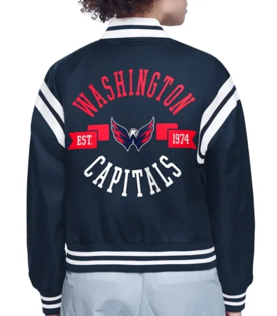 Washington Capitals Printed Logo Varsity Satin Jacket