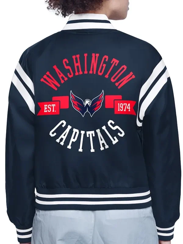 Washington Capitals Printed Logo Varsity Satin Jacket