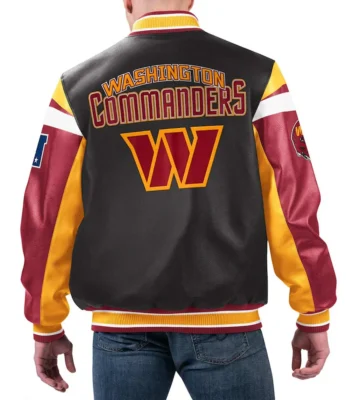 Washington Commanders Black Varsity Full-Zip Leather Jacket