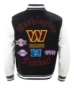 Washington Commanders Black and White Varsity Jacket