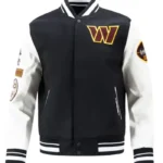 Washington Commanders Black and White Varsity Jacket