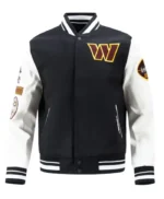 Washington Commanders Black and White Varsity Jacket