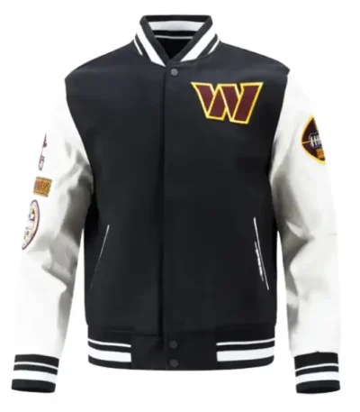 Washington Commanders Black and White Varsity Jacket