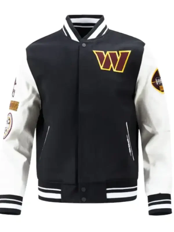 Washington Commanders Black and White Varsity Jacket
