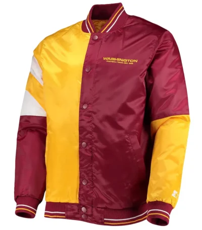 Washington Commanders Burgundy-Yellow Leader Satin Jacket