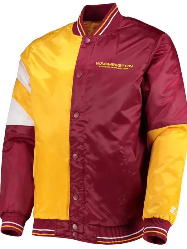 Washington Commanders Burgundy-Yellow Leader Satin Jacket
