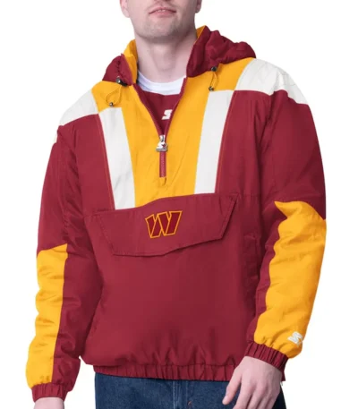 Washington Commanders Burgundy and Gold Pullover Hoodie Jacket