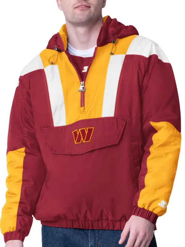 Washington Commanders Burgundy and Gold Pullover Hoodie Jacket