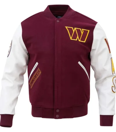 Washington Commanders Burgundy and White Letterman Jacket