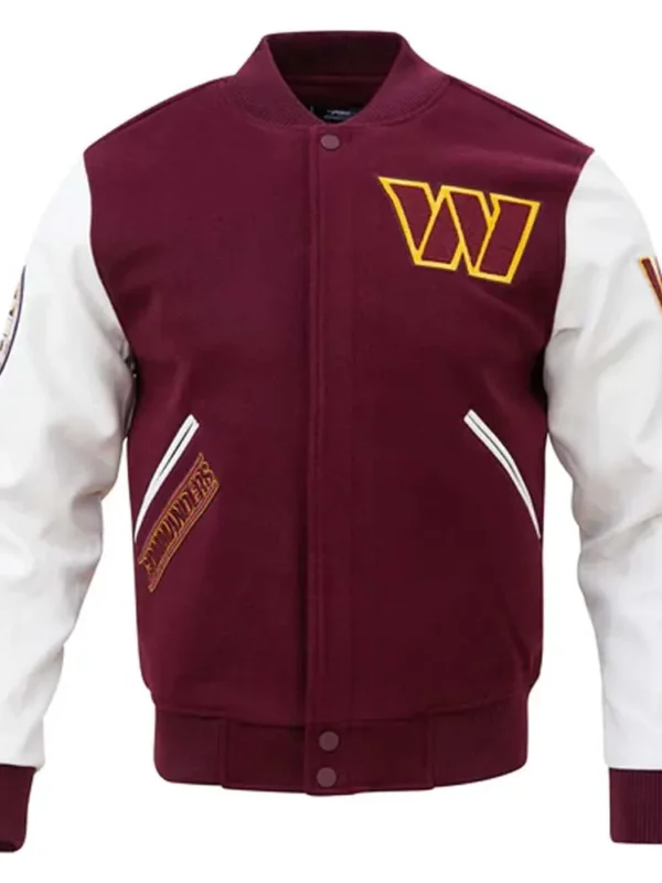 Washington Commanders Burgundy and White Letterman Jacket