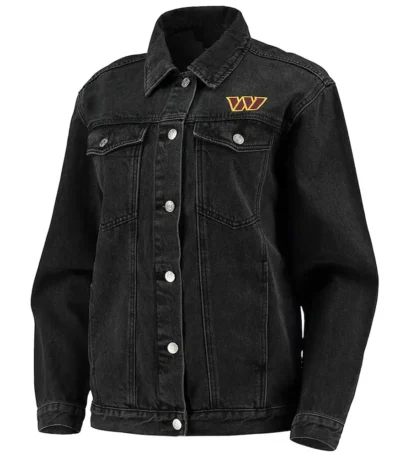 Washington Commanders Button-Up Black Denim Jacket